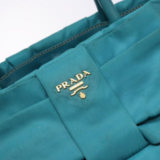 Prada Logo Bow Tote Tessuto with Leather