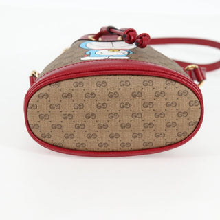 Gucci Doraemon Bucket Bag Printed Mini GG Coated Canvas