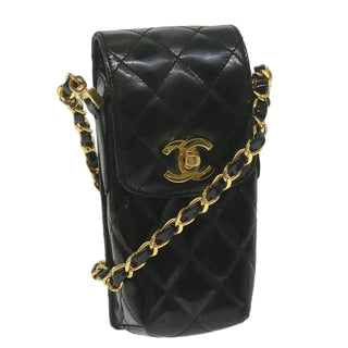 Chanel Vintage CC Flap Phone Holder Crossbody Bag Quilted Patent