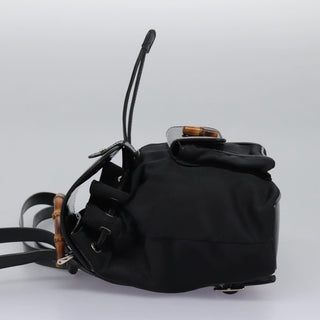 Gucci Vintage Bamboo Backpack Nylon and Patent Leather