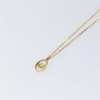 Christian Dior Round Logo Pendant Necklace Metal