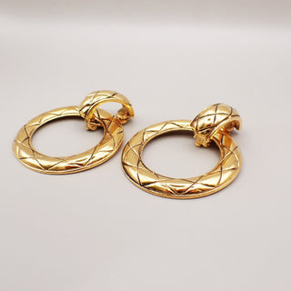 Chanel Vintage Multi CC Drop Hoop Clip-On Earrings Metal