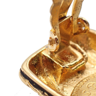 Chanel Vintage CC Square Clip-On Earrings Metal