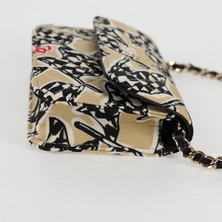 Chanel Flap Card Holder on Chain Quilted Printed Canvas