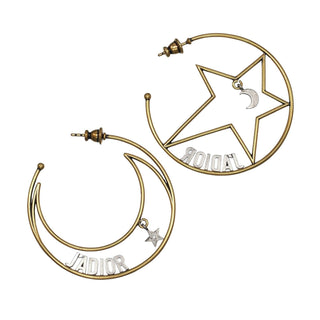 Christian Dior J'Adior Moon Star Hoop Earrings Metal
