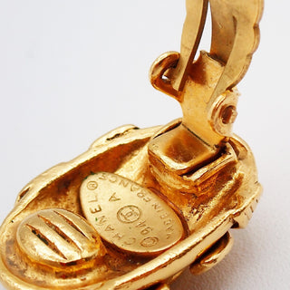 Chanel Vintage CC Button ovales Clip-On Earrings Gold-plated