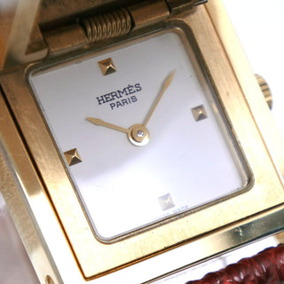 Hermes Medor Quartz Watch Plated Metal and Leather