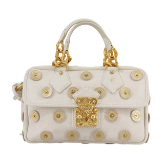 Louis Vuitton Polka Dot Panama Bowly Handbag Embellished Canvas