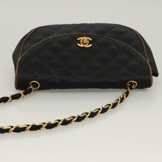 Chanel Vintage Half Moon Chain Bag Quilted Satin with Braided Detail