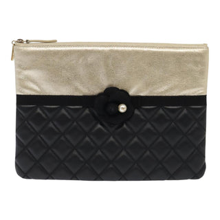 Chanel Pearl O Case Clutch Quilted Lambskin and Calfskin