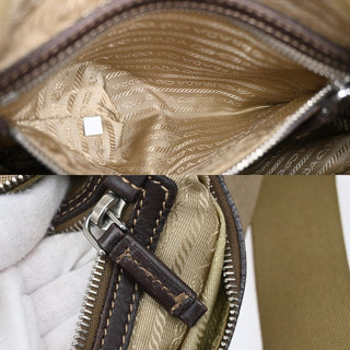 Prada Logo Messenger Bag Canvas and leather