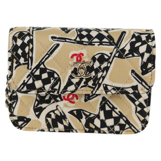 Chanel Flap Card Holder on Chain Quilted Printed Canvas