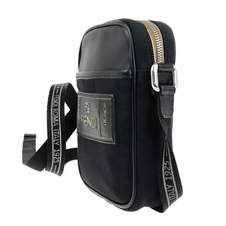 Fendi Logo Patch Messenger Bag Pequin Nylon