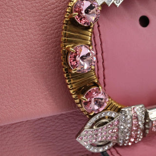 Miu Miu Madras Crystal Buckle Shoulder Bag Leather