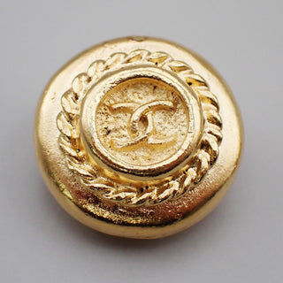 Chanel Vintage CC Logo Round Clip on Earrings Textured Metal