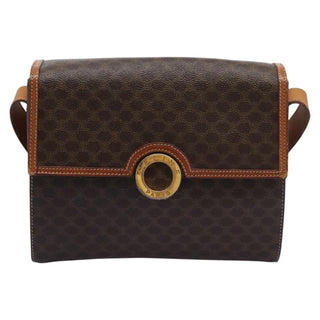 Celine Vintage Macadam Circle Logo Shoulder Bag Canvas and Leather