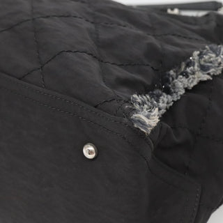 Chanel Logo Chain Tote Quilted Nylon with Tweed
