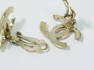 Chanel CC Hoop Clip-On Earrings Crystal Embellished Metal
