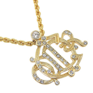 Christian Dior Logo Pendant Necklace Metal with Crystal