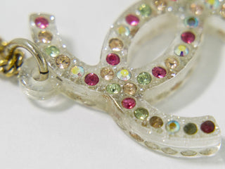 Chanel Rainbow CC Pendant Necklace Metal and Crystals