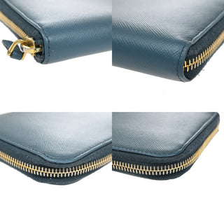 Prada Zip Around Tab Wallet Saffiano Leather