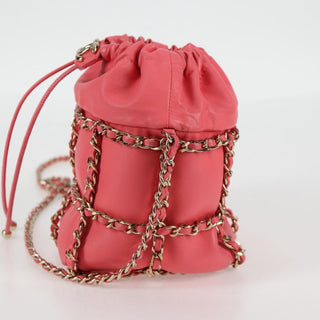 Chanel Chain Frame CC Drawstring Bucket Bag Lambskin