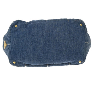 Prada Canapa Tote Denim and Fur