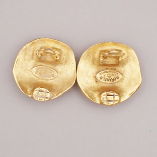 Chanel Vintage CC Round Clip-On Earrings Metal