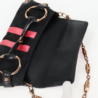 Gucci Horsebit Chain Clutch GG Canvas with Leather