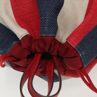 Gucci Logo Drawstring Backpack Striped Canvas