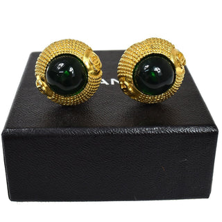 Chanel Vintage Round Clip-On Earrings Metal with Gripoix