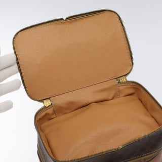 Celine Vintage Double Zip Vanity Case Macadam Coated Canvas