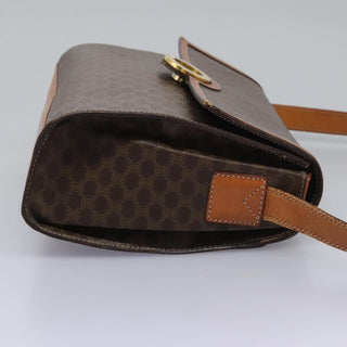 Celine Vintage Macadam Circle Logo Shoulder Bag Canvas and Leather