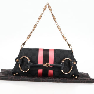 Gucci Horsebit Chain Clutch GG Canvas with Leather