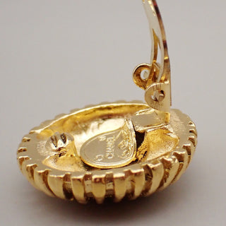 Chanel Vintage Round Clip-On Earrings Metal with Gripoix