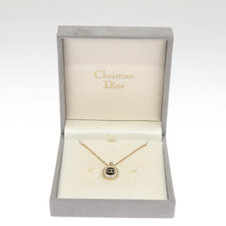 Christian Dior CD Round Pendant Necklace Metal and Crystals