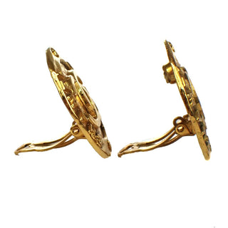 Chanel Vintage CC Round Button Clip-On Earrings Metal