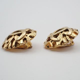 Chanel Vintage Round CC Clip-On Earrings Metal