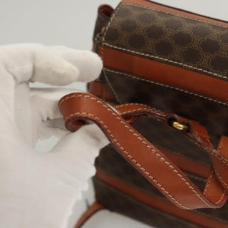 Celine Vintage Drawstring Flap Backpack Macadam Coated Canvas