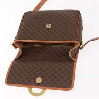 Celine Vintage Macadam Circle Logo Shoulder Bag Canvas and Leather