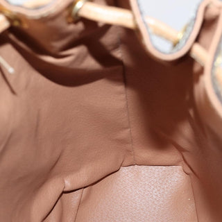 Celine Vintage Drawstring Flap Backpack Macadam Coated Canvas