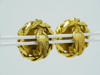 Chanel Vintage CC Round Clip-On Earrings Metal with Crystals