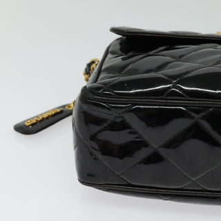 Chanel Vintage Square Front Pocket Camera Bag Quilted Patent