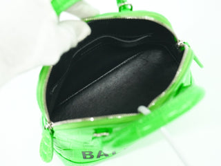 Balenciaga Logo Ville Bag Crocodile Embossed Leather