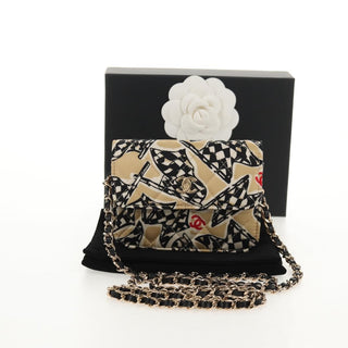 Chanel Flap Card Holder on Chain Quilted Printed Canvas