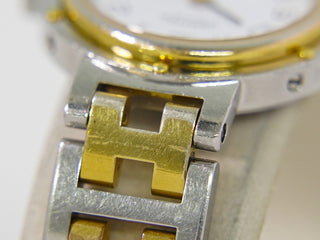 Hermes Clipper Quartz Watch Stainless Steel with Plated Metal and Mother of Pearl