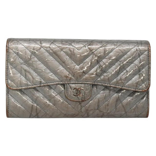 Chanel L-Flap Wallet Chevron Patent