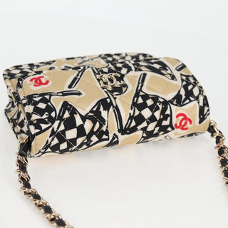 Chanel Flap Card Holder on Chain Quilted Printed Canvas