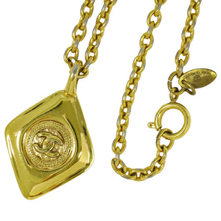 Chanel Vintage CC Pendent Necklace Plated Metal