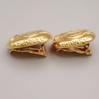 Chanel Mademoiselle Oval Button Earrings Clip-On Gold-plated